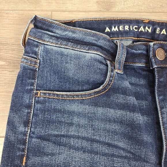 American Eagle Outfitters Blue Highest Rise Skinny Distressed Jegging Size 4 - Picture 4 of 16